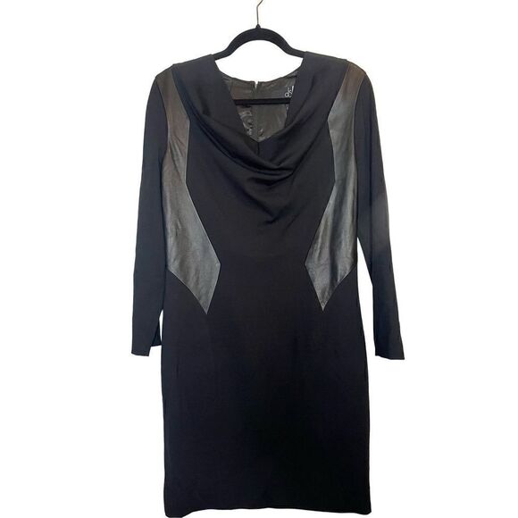 DS Lab Dresses & Skirts - DS Lab black body con dress with leather panel inserts size 12